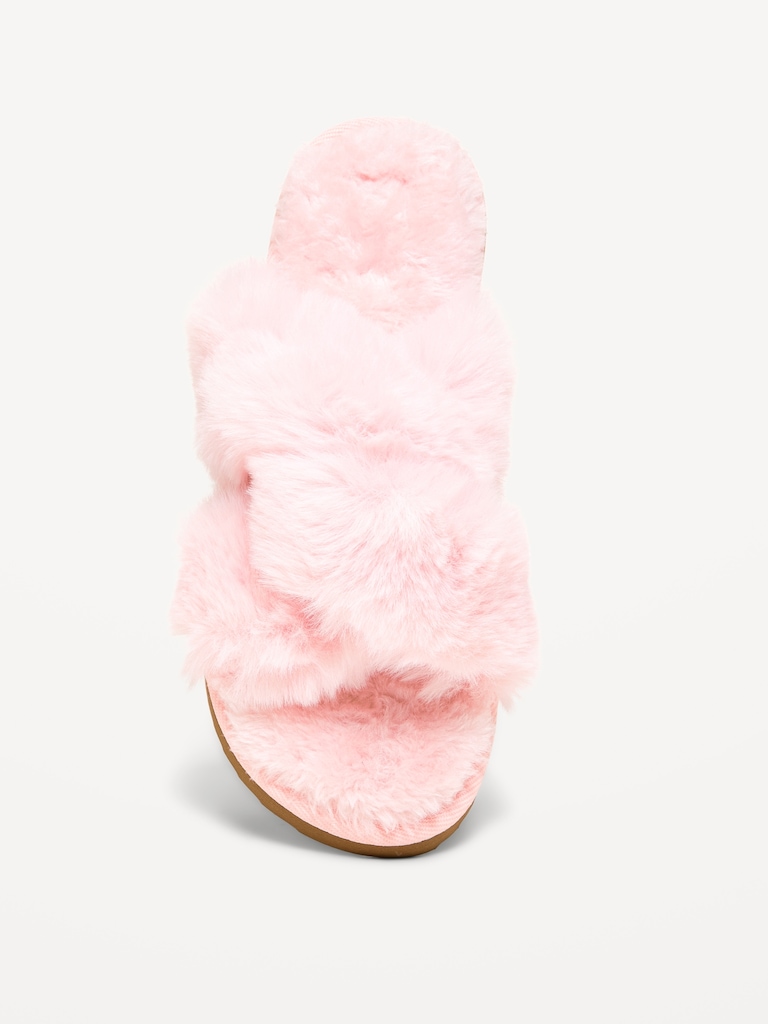 Faux-Fur Twist-Front Slippers for Women