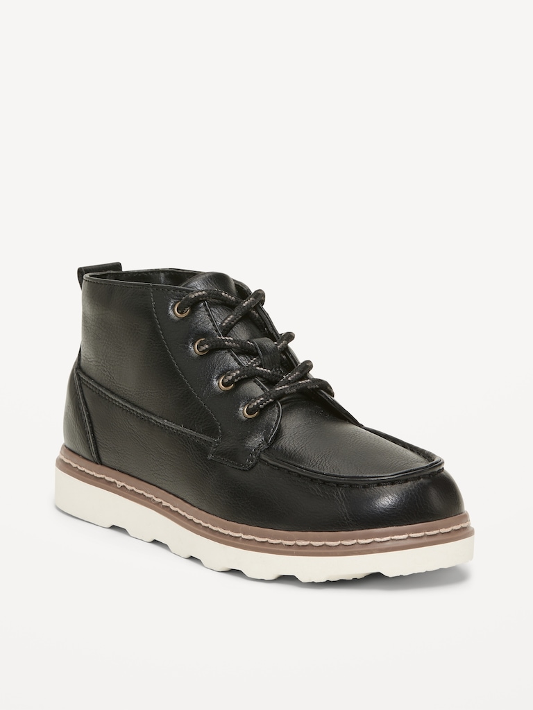 Faux-Leather Lace-Up Boots for Boys