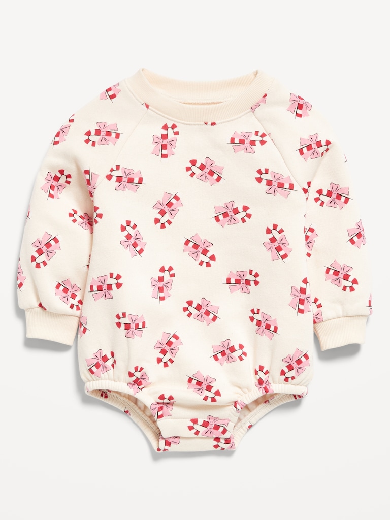 Printed Long-Sleeve Fleece One-Piece Romper for Baby
