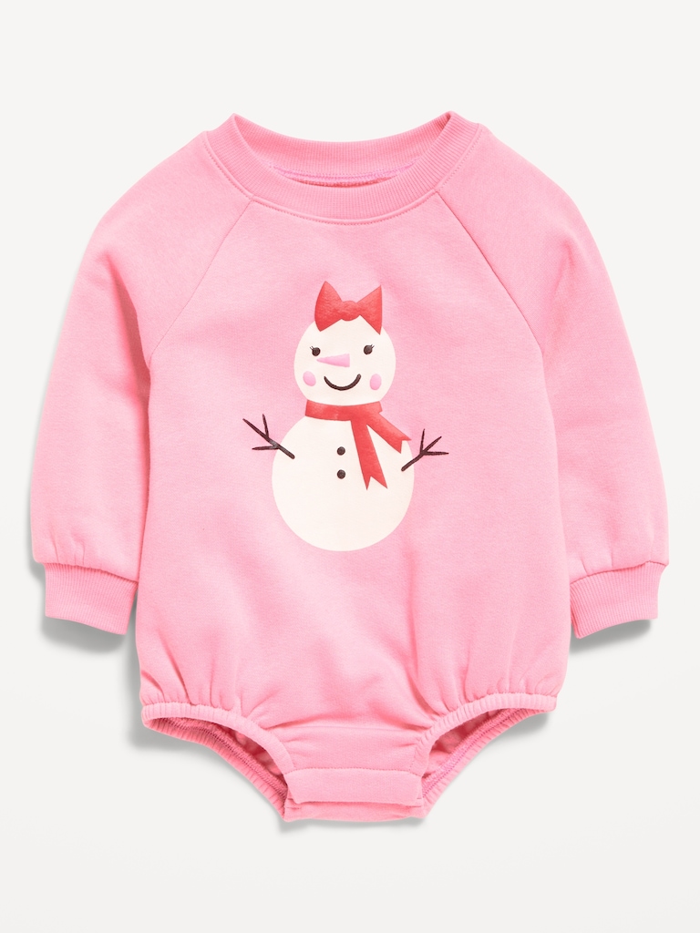 Printed Long-Sleeve Fleece One-Piece Romper for Baby