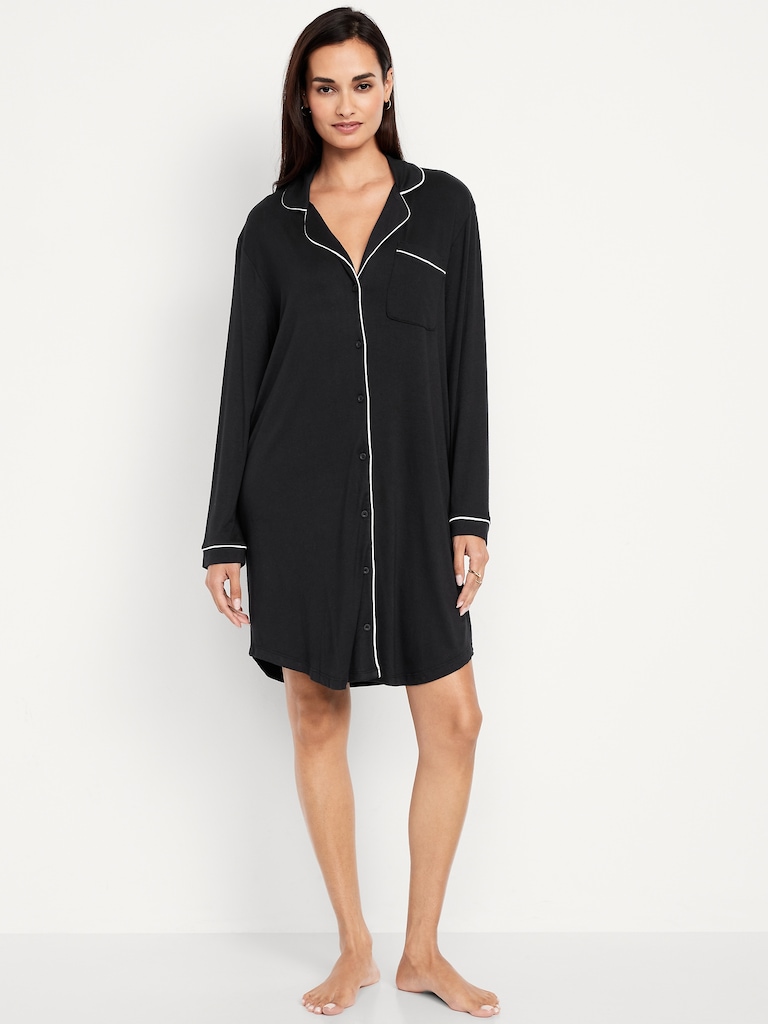 Long-Sleeve Knit Sleep Shirt