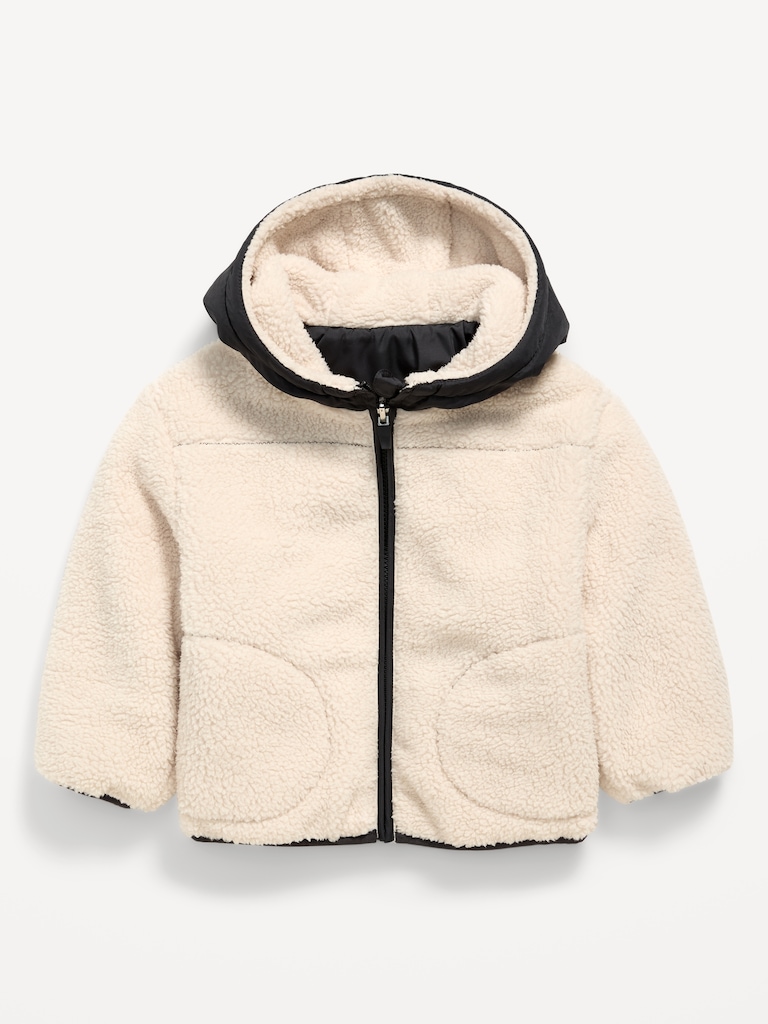 Oversized Reversible Sherpa Jacket for Toddler Boys