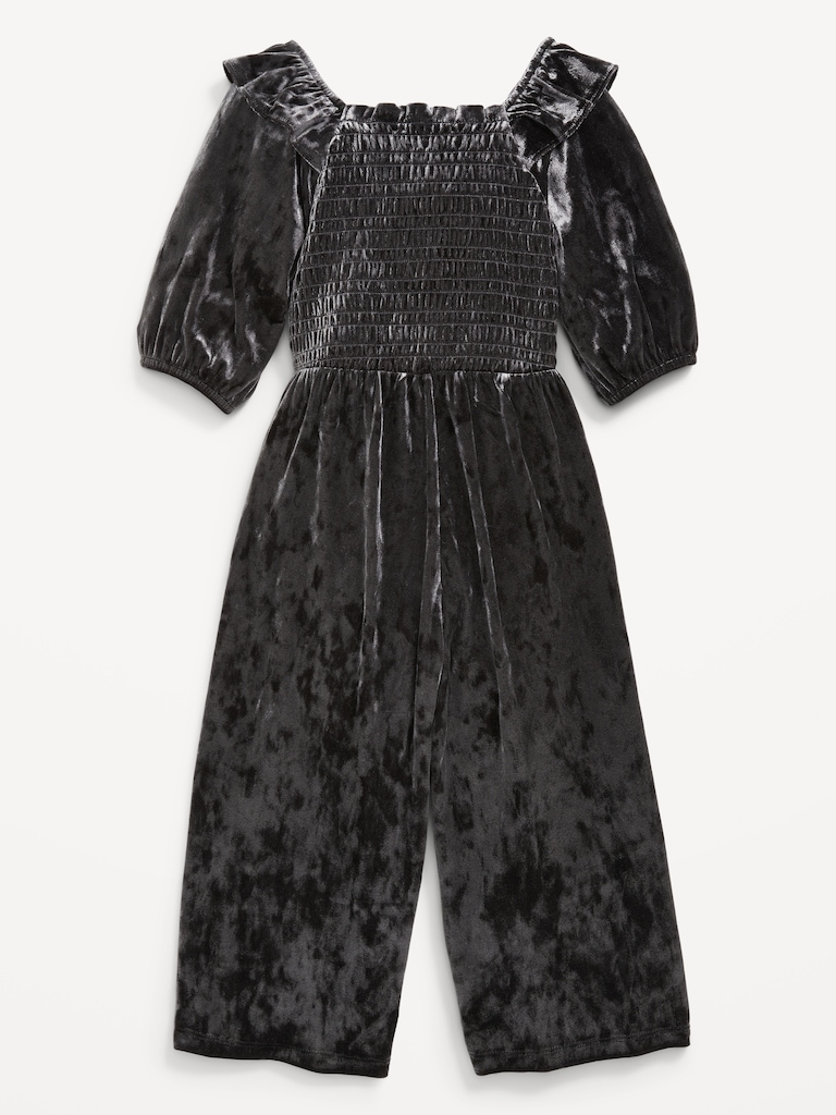 Smocked Velvet Jumpsuit for Toddler Girls
