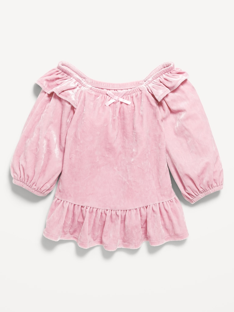 Ruffled Velvet Peplum Top for Toddler Girls