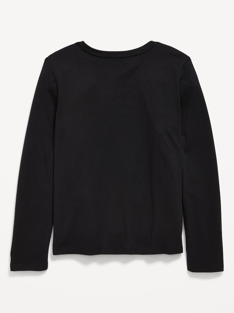 Softest Long-Sleeve Heart-Pocket T-Shirt for Girls