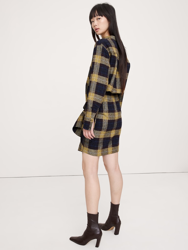 Flannel Tie-Front Shirt Dress