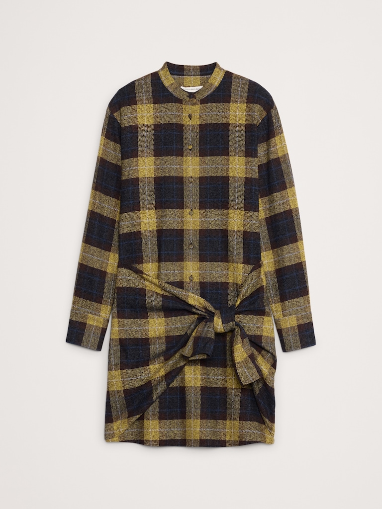 Flannel Tie-Front Shirt Dress