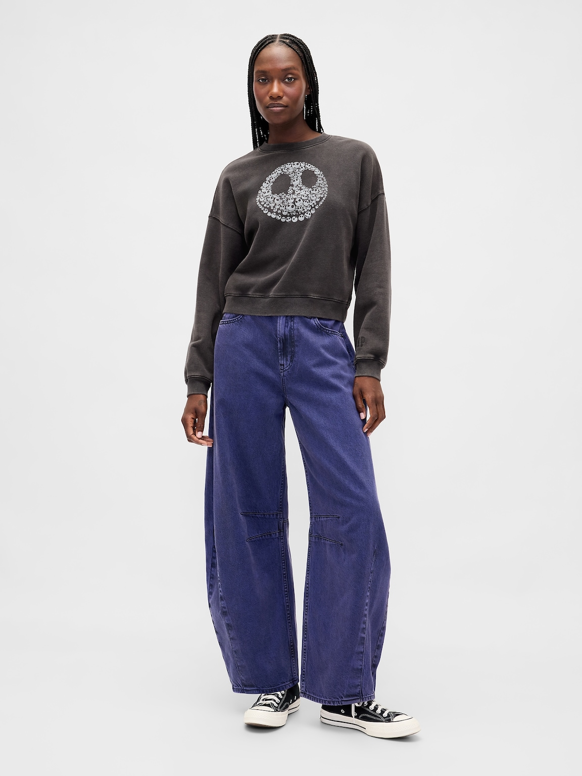 Gap × Disney Tim Burton’s The Nightmare Before Christmas Heavyweight Skull Sweatshirt