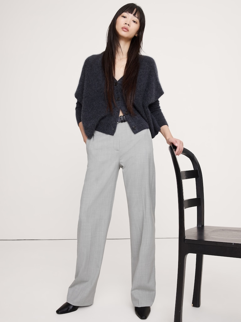 High-Rise Modern Straight Italian Wool Pant