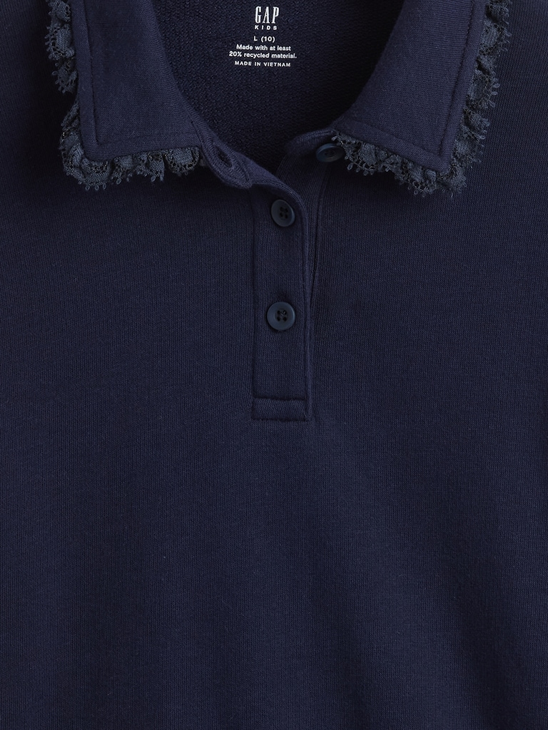 Kids French Terry Lace-Trim Polo Sweatshirt
