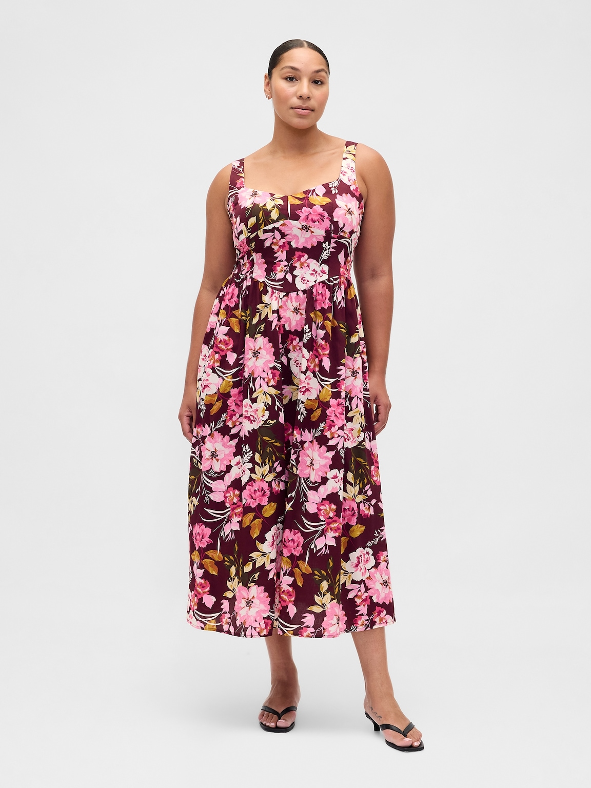 Seamed Drop-Waist Maxi Dress