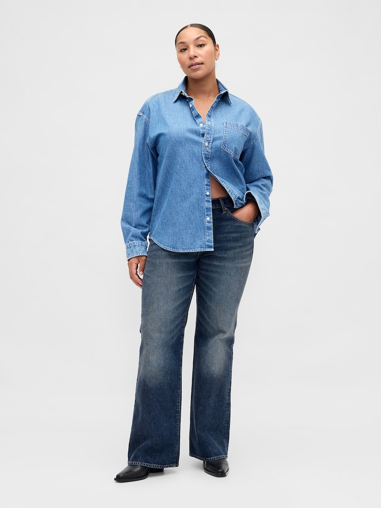 Mid Rise Relaxed Flare Jeans
