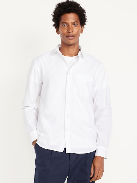 old navy men's long sleeve dress shirts Old Navy Men's Slim Fit Pro Signature Performance Dress Shirt - White