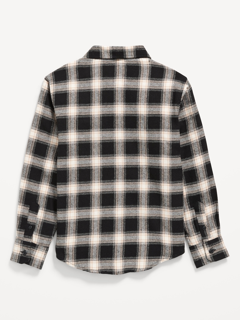 Long-Sleeve Pocket Plaid Flannel Shirt for Boys