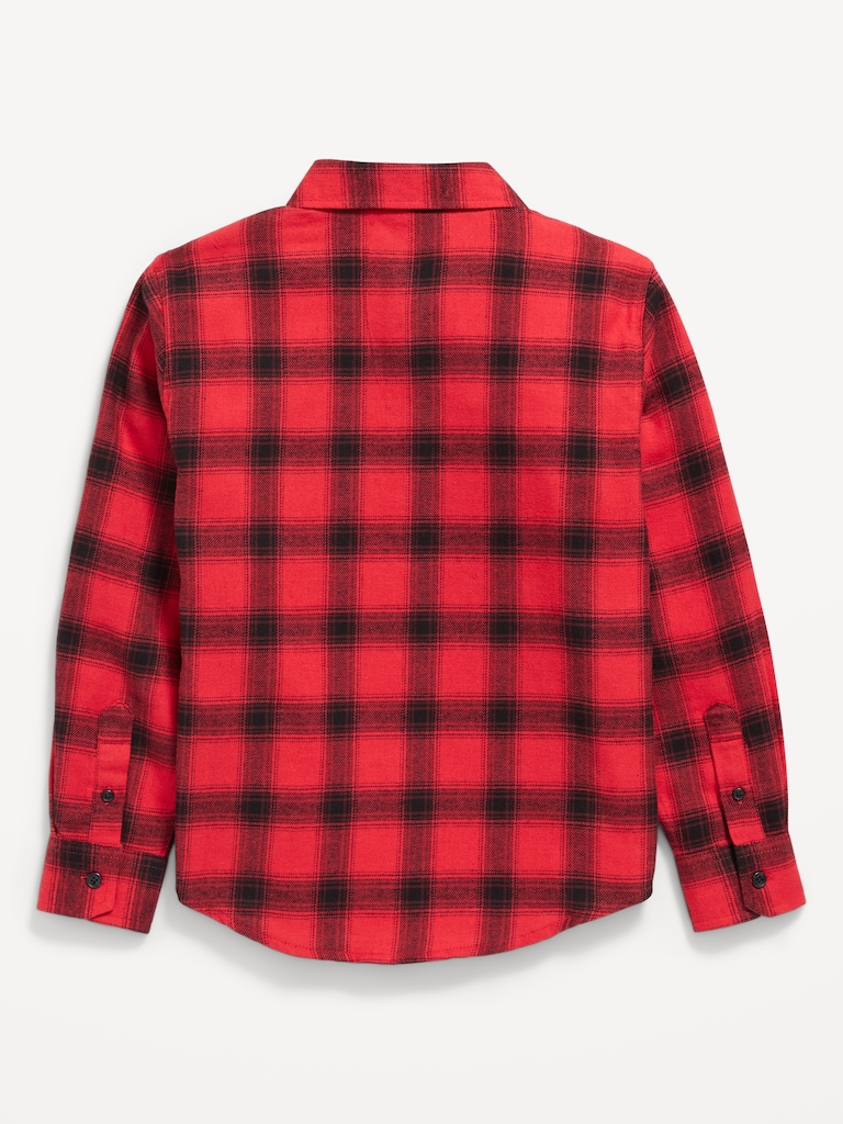 Long-Sleeve Pocket Plaid Flannel Shirt for Boys