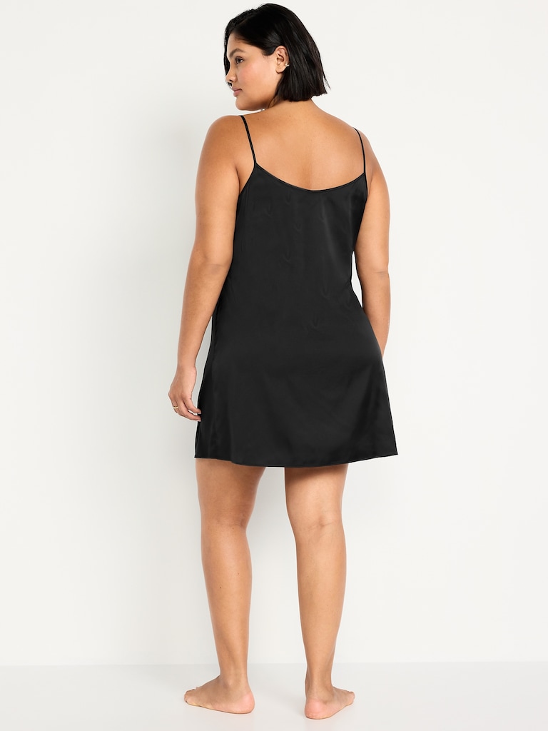 Lace-Trim Satin Nightgown