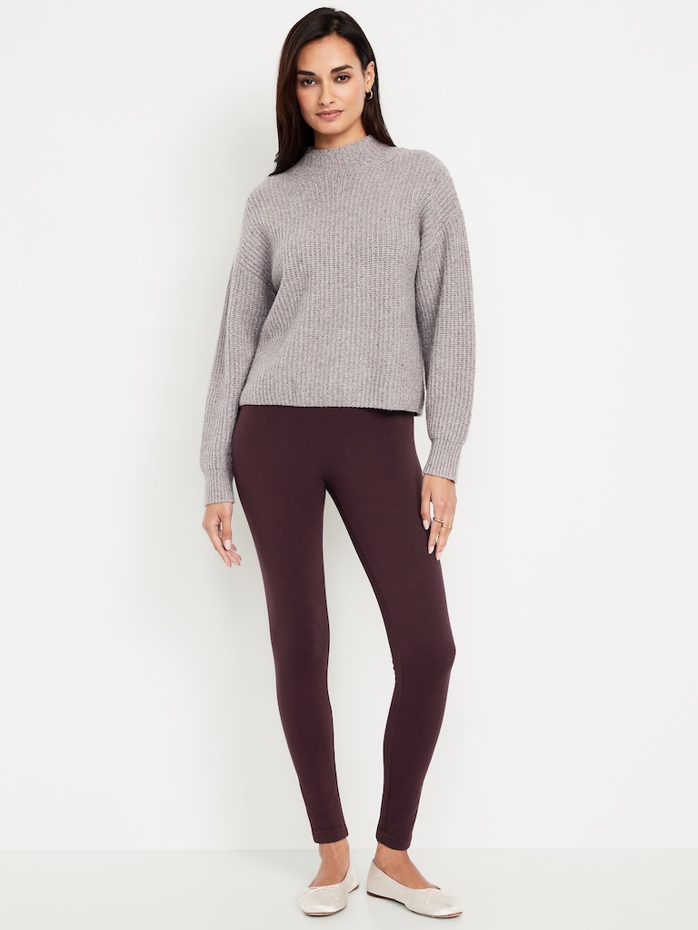 High-Waisted Fleece-Lined Ankle Leggings