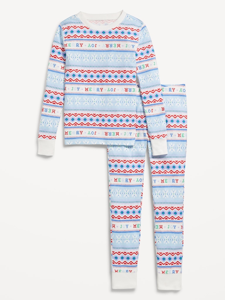 Gender-Neutral Snug-Fit Graphic Pajama Set for Kids