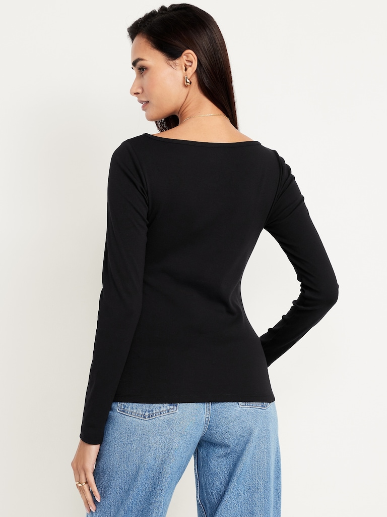 Snug Long-Sleeve Boatneck T-Shirt