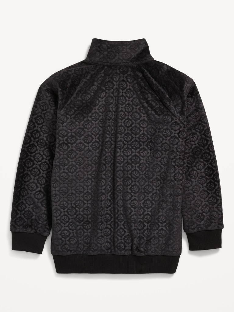 Oversized Embossed Velour Track Jacket for Boys