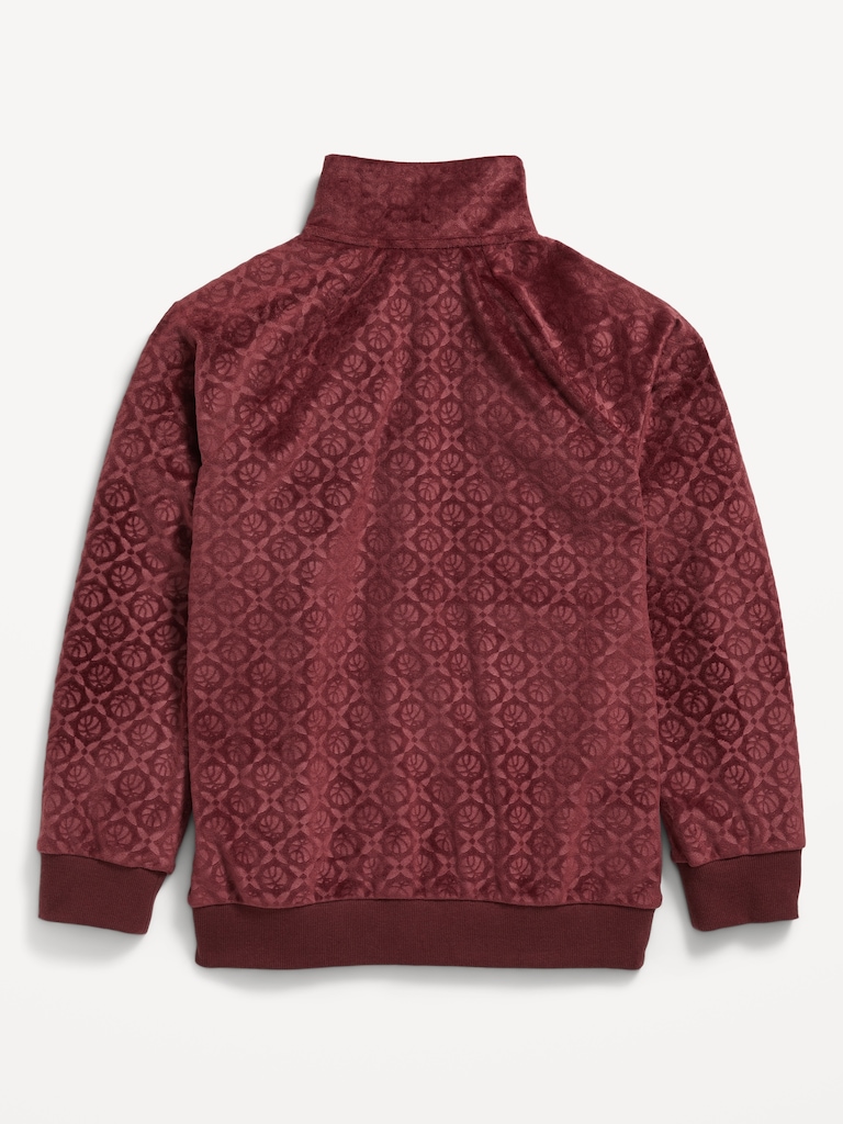 Oversized Embossed Velour Track Jacket for Boys