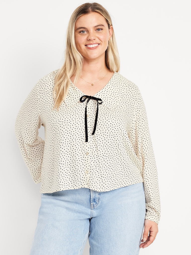 Crepe Button-Down Top