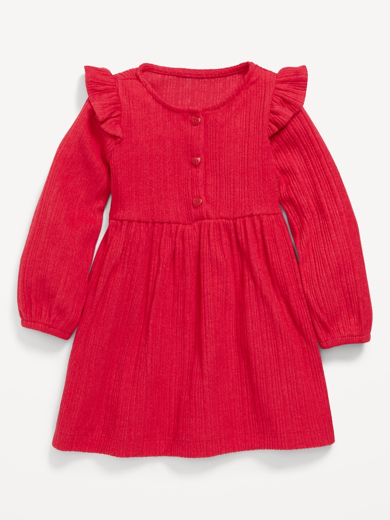 Long-Sleeve Cozy-Knit Dress for Toddler Girls
