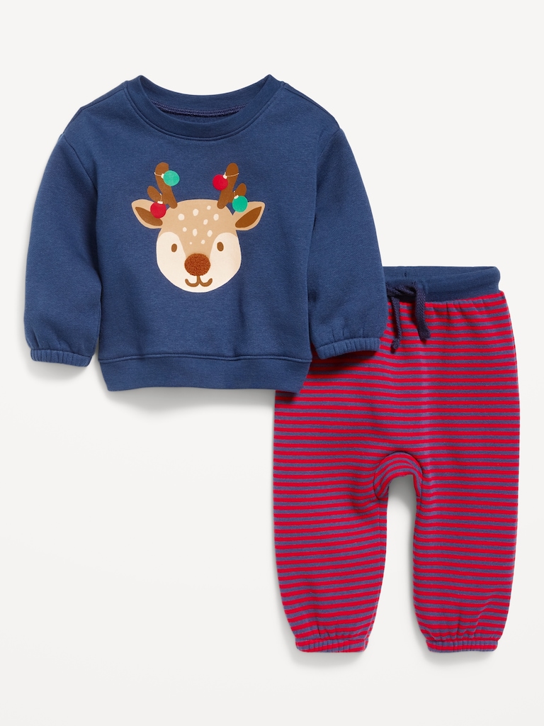 Long-Sleeve Graphic Sweatshirt and Sweatpants Set for Baby