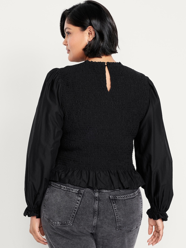 Long-Sleeve Smocked Top