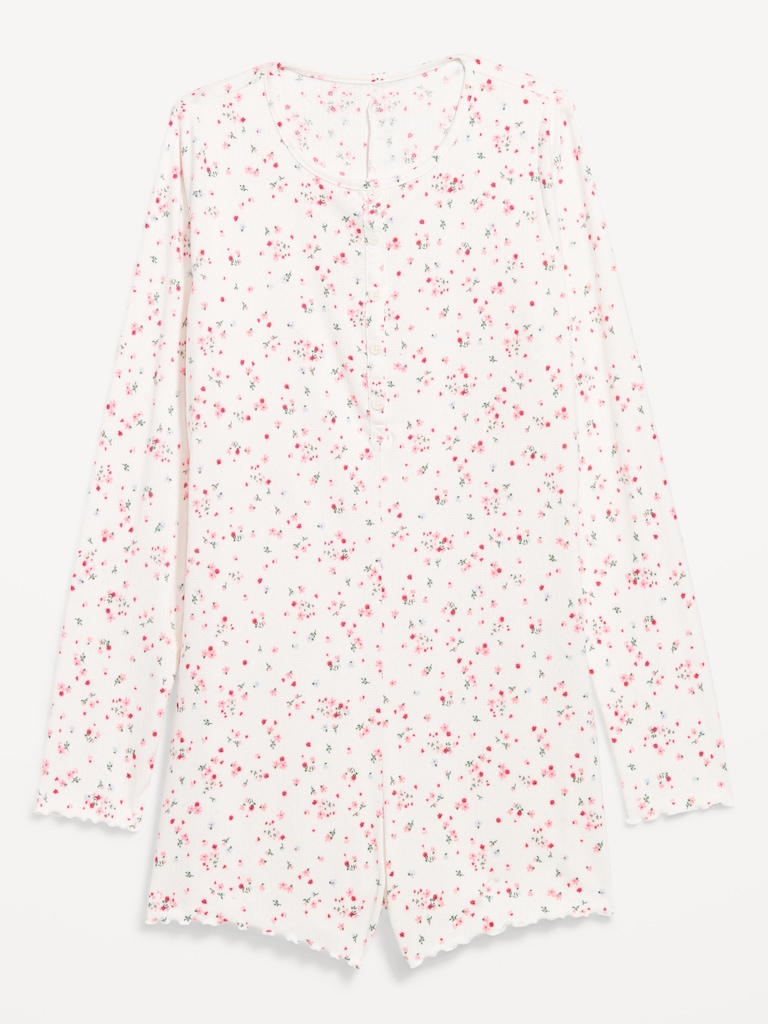 Pointelle Rib Henley Pajama Romper