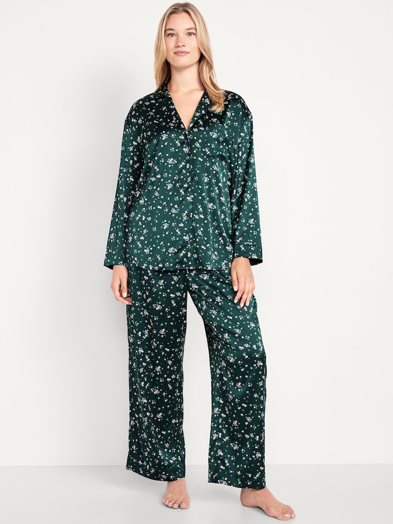 Printed Satin Pajama Pant Set for Women