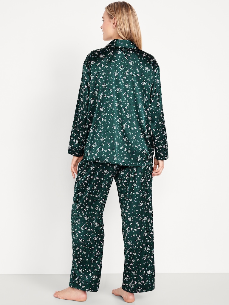 Printed Satin Pajama Pant Set for Women