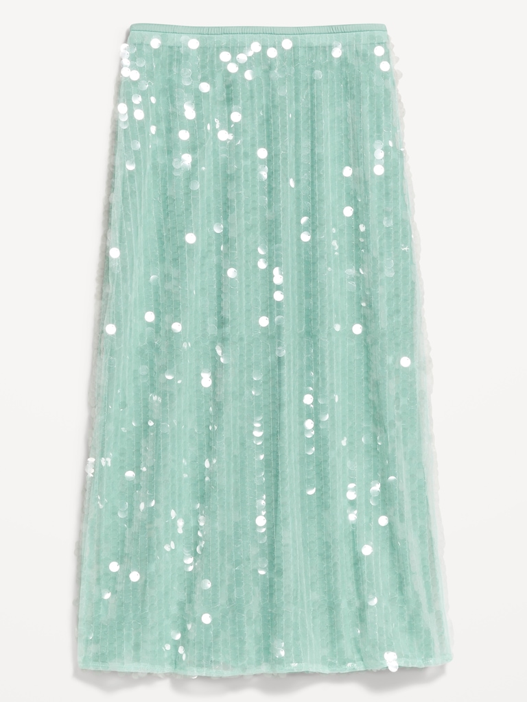 High-Waisted Sequin Midi Pencil Skirt