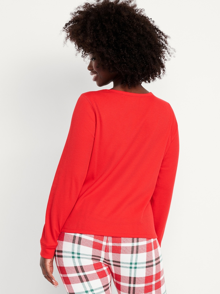Scoop-Neck Waffle Pajama Top