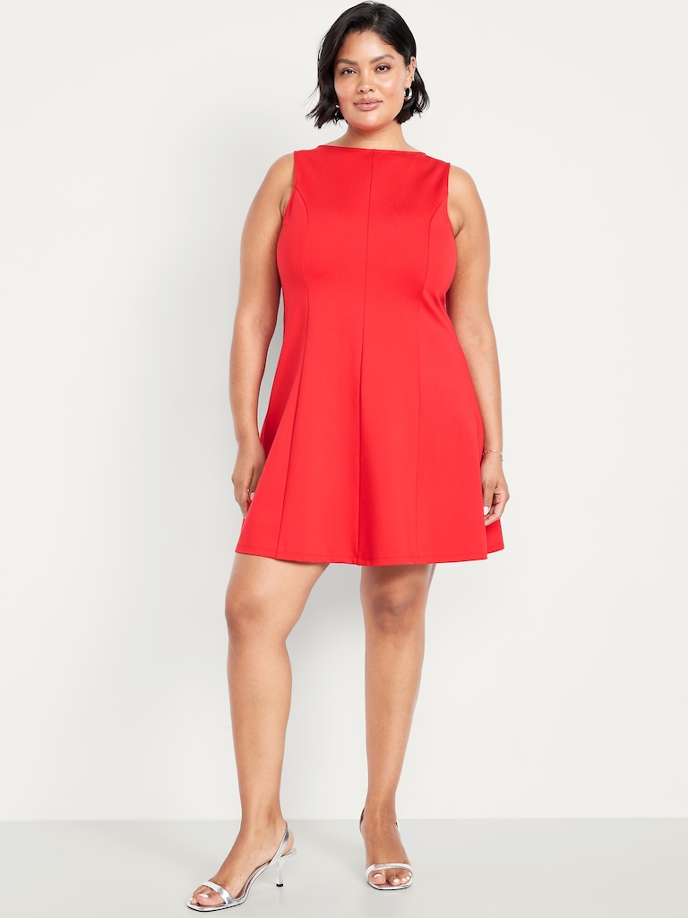Sleeveless Ponte-Knit Mini Swing Dress