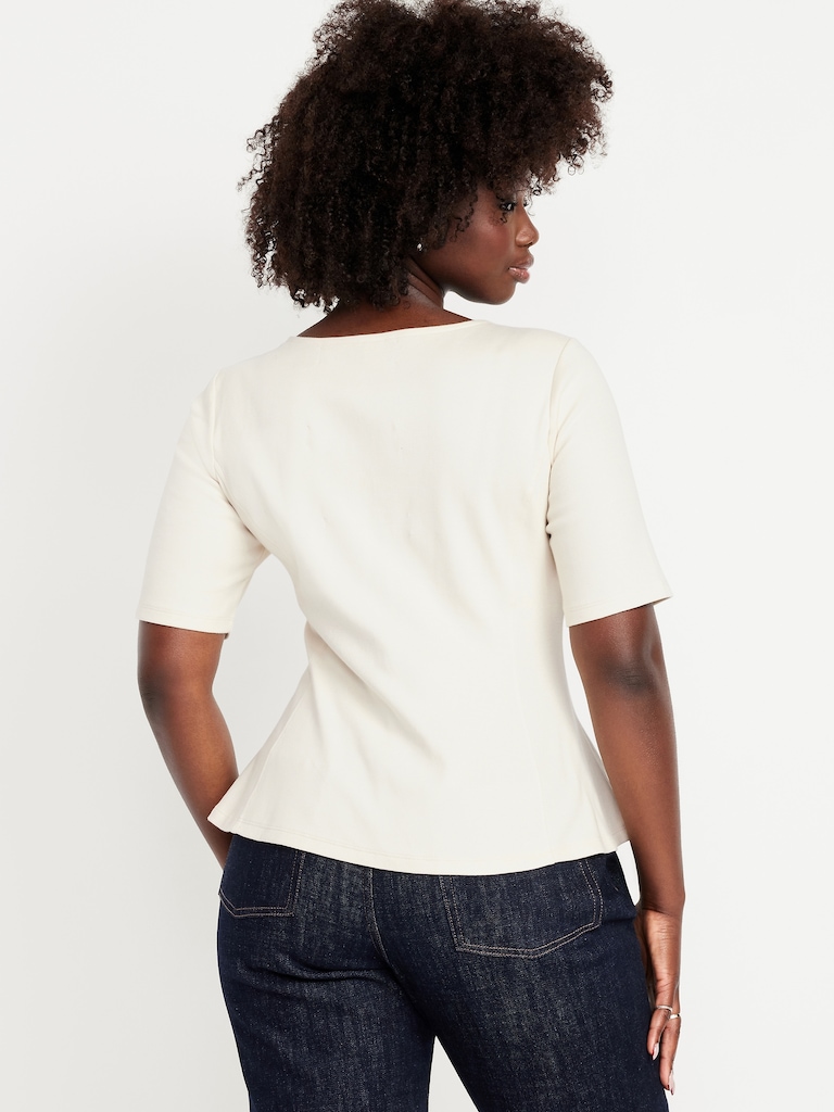 Square-Neck Peplum Top