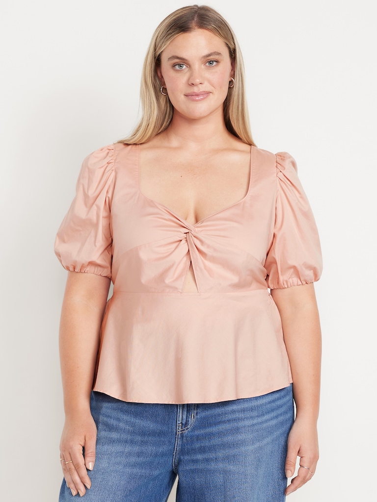 Twist-Front Peplum Top