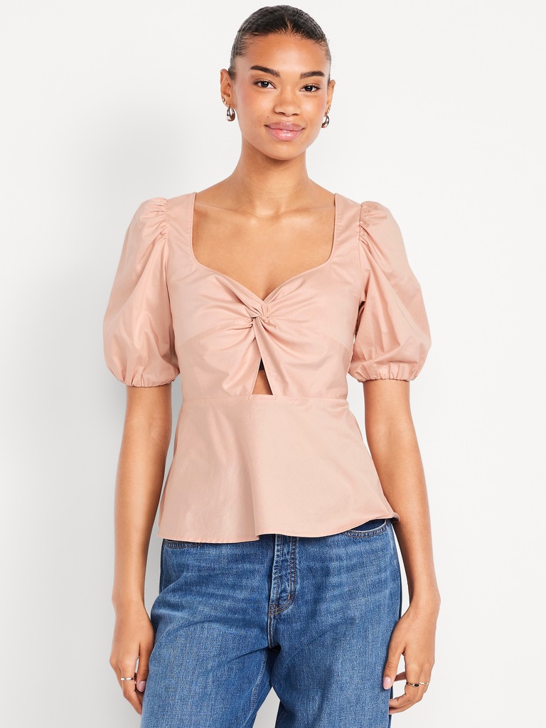 Twist-Front Peplum Top