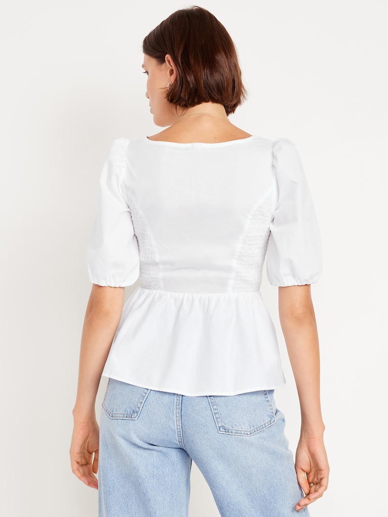 Twist-Front Peplum Top