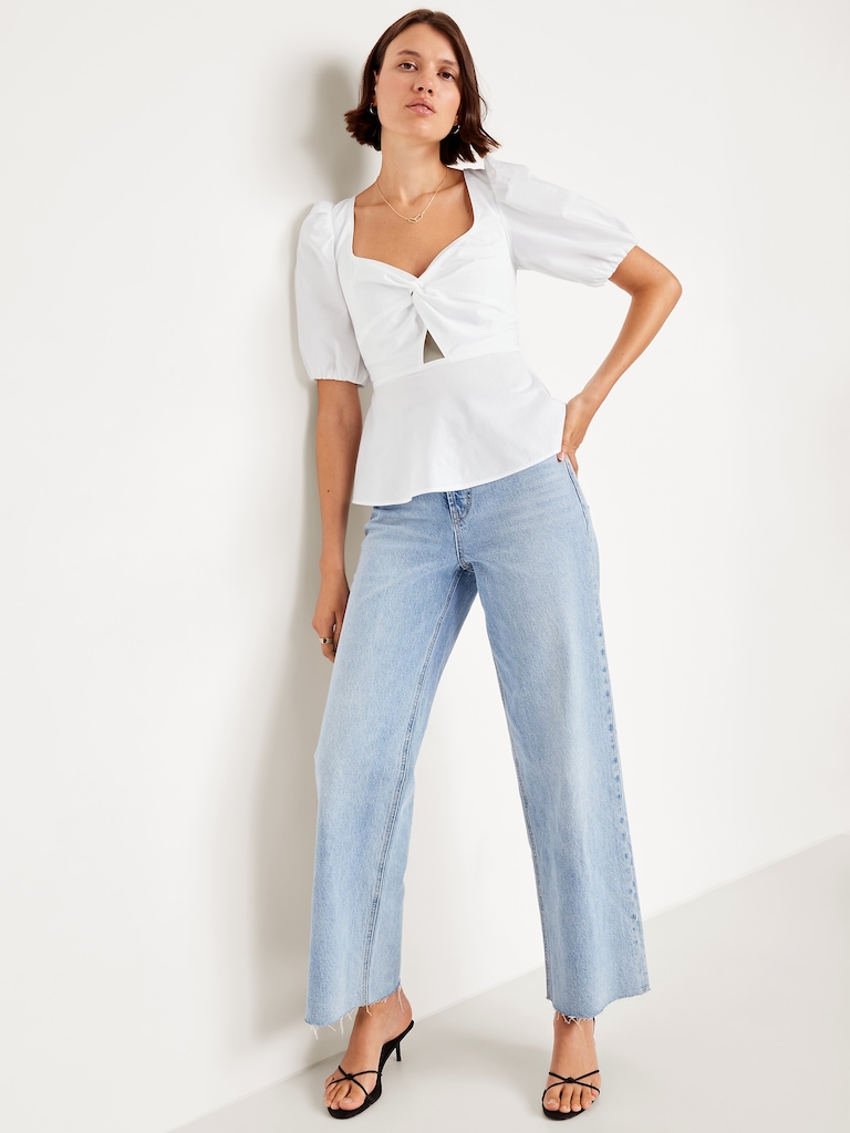 Twist-Front Peplum Top