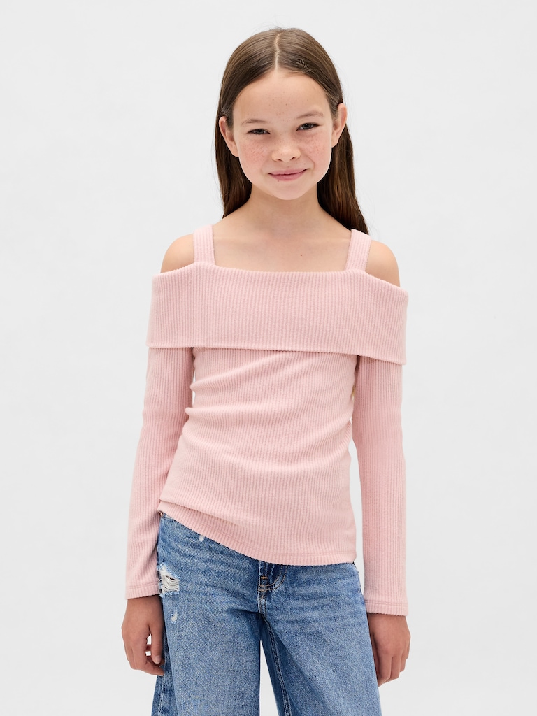 Kids Softspun Rib Off-Shoulder Sweater Top
