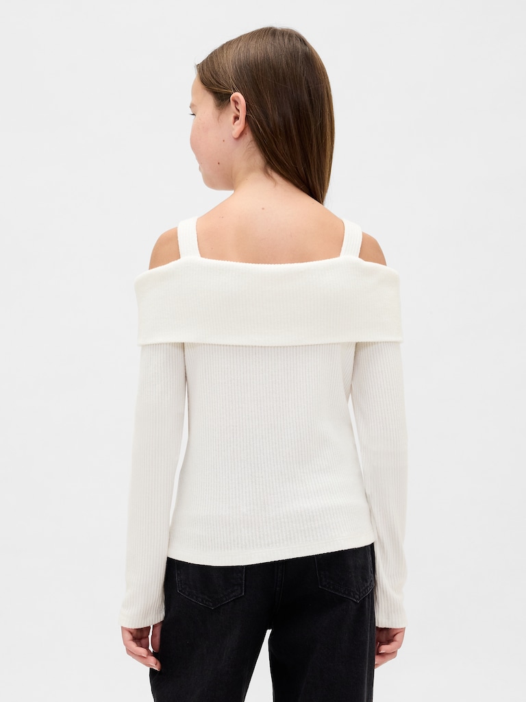 Kids Softspun Rib Off-Shoulder Sweater Top