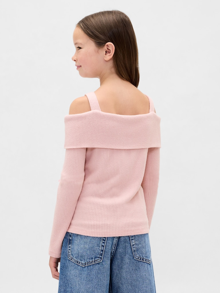 Kids Softspun Rib Off-Shoulder Sweater Top