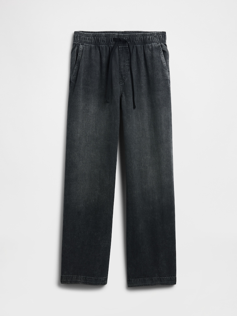 High Rise Pull-On Wide-Leg Jeans