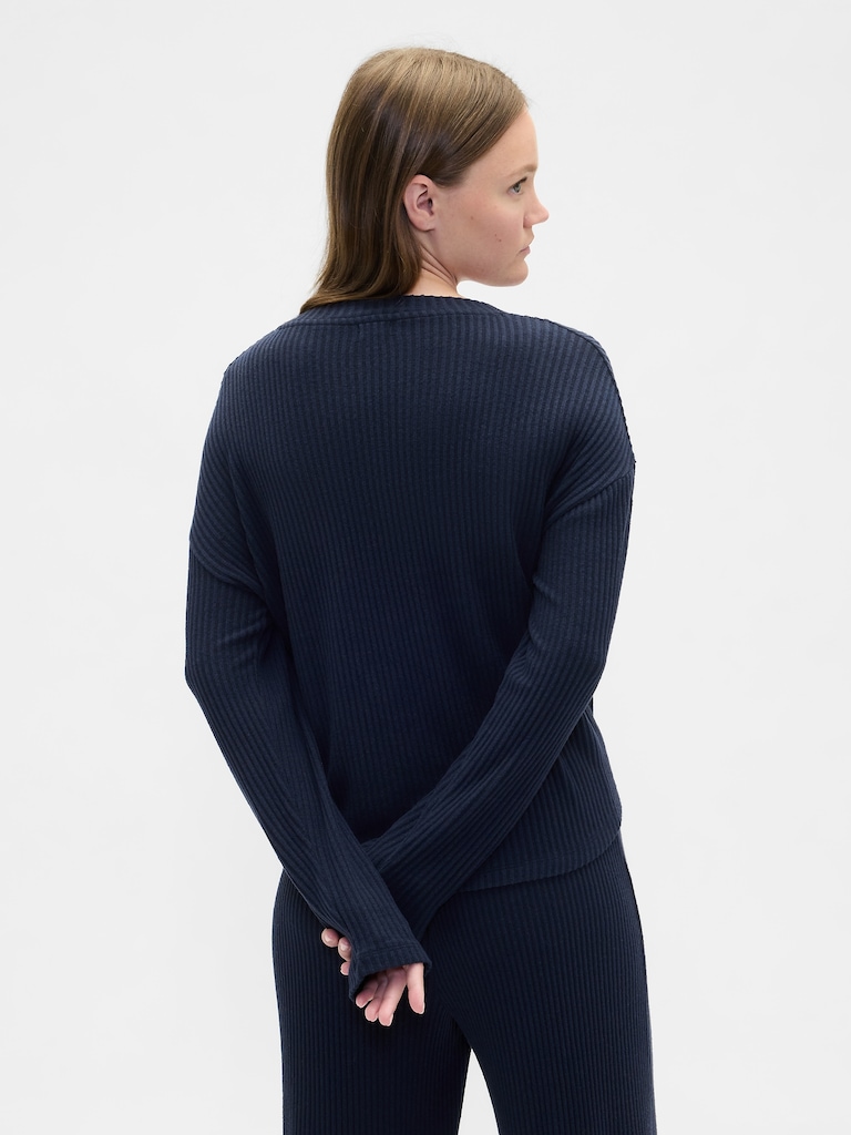 Relaxed Ribbed PJ Top