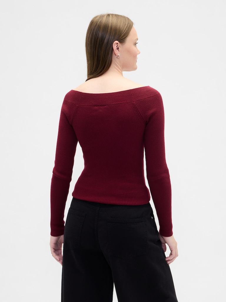 Ribbed Off-Shoulder Sweater