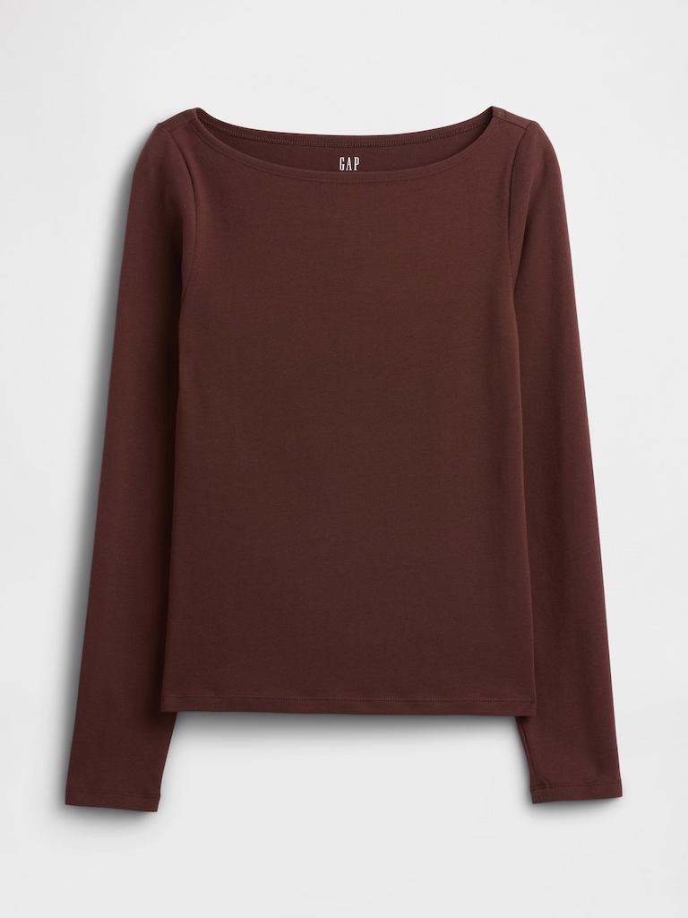 Stretch Jersey Boatneck T-Shirt