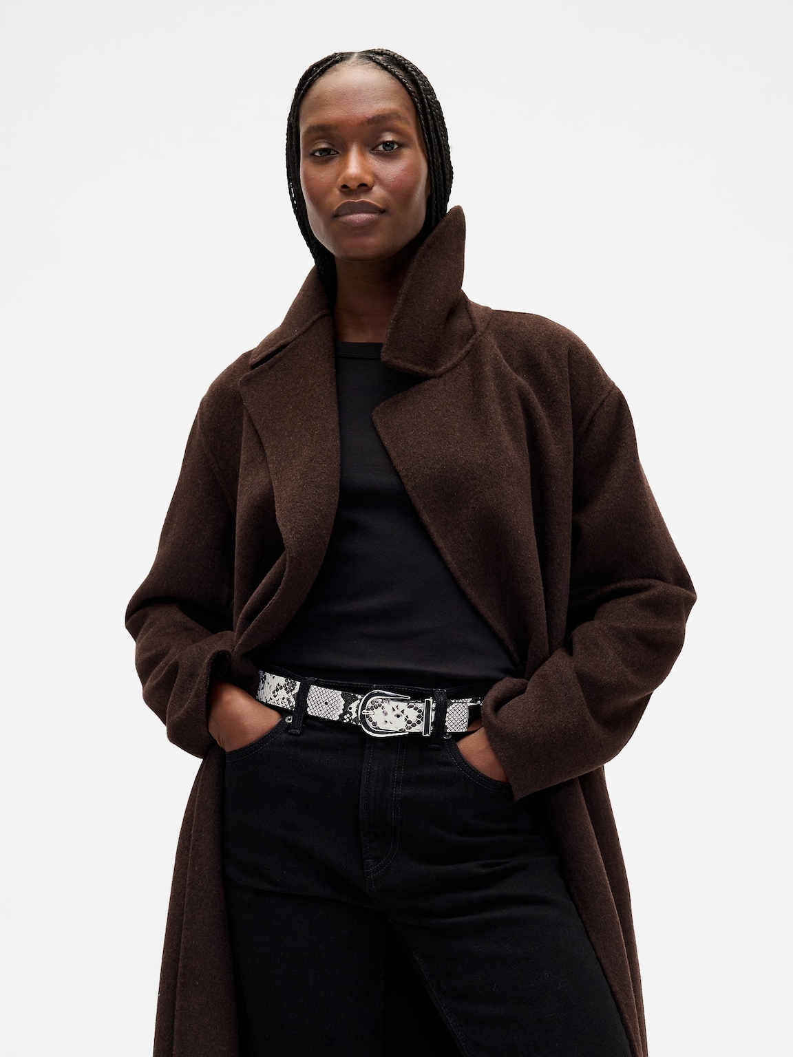 Leather Snake Print Belt