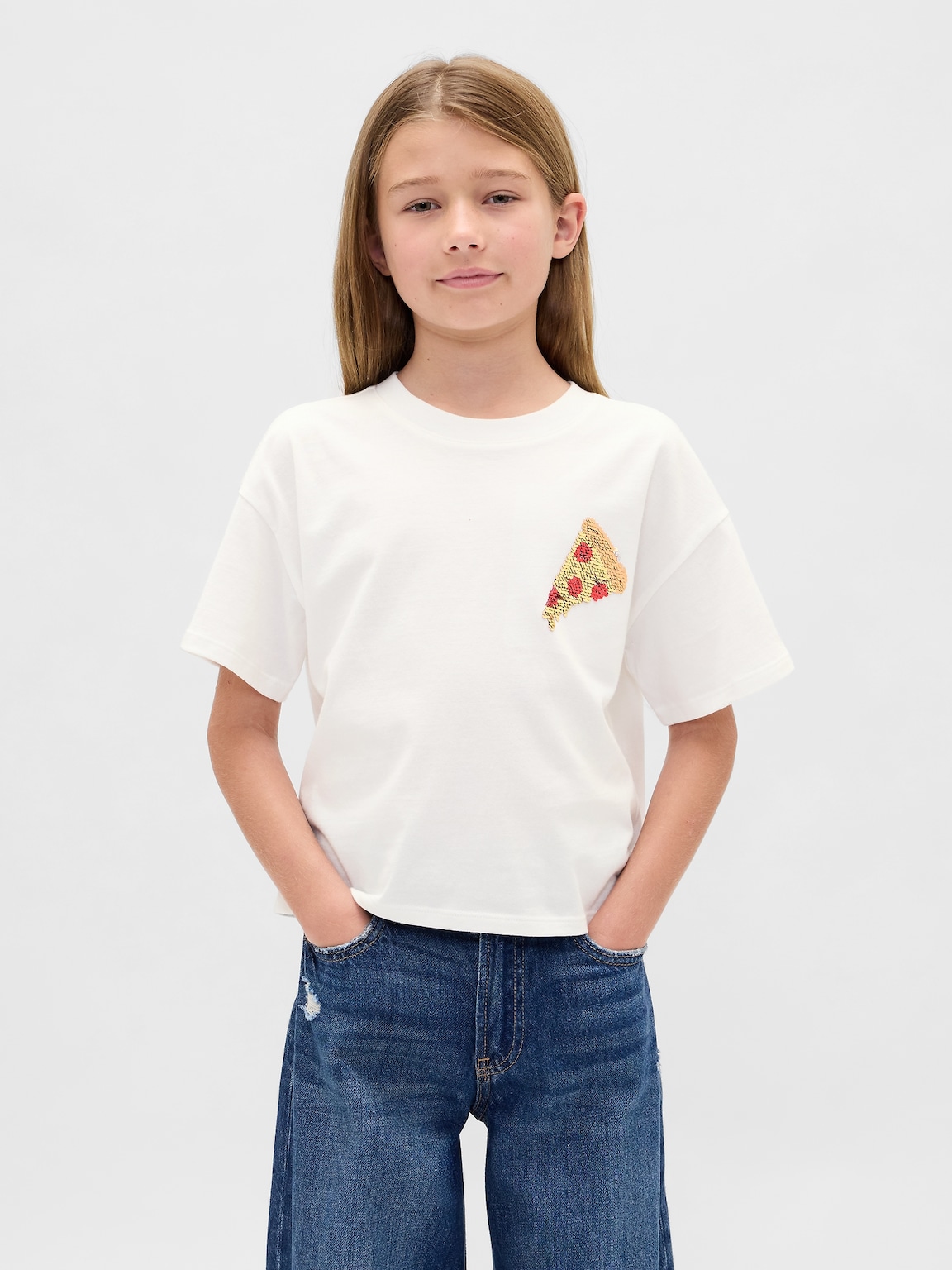Kids Oversized Flippy Sequin Graphic T-Shirt