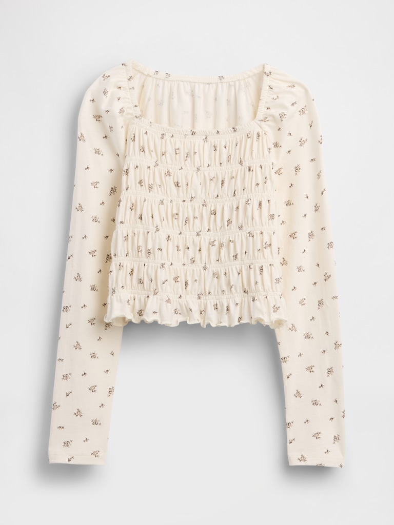 Kids Smocked Square-Neck Top